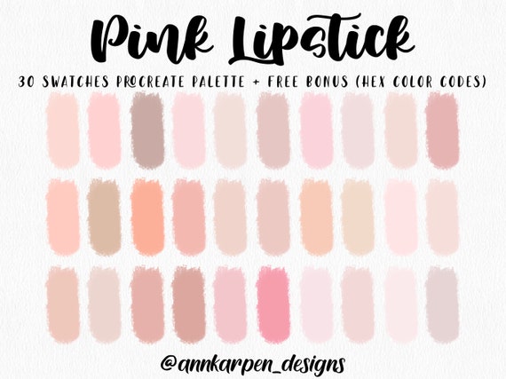 Pink Lipstick Procreate Palette, 30 HEX Color Codes, Instant Digital  Download, iPad Pro Beauty Art Illustration, Soft Nude Color Swatches