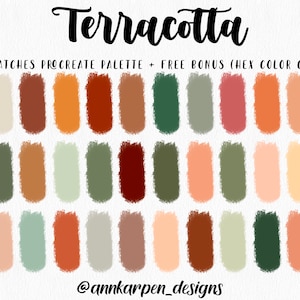 Terracotta Procreate Palette, 30 HEX Color Codes, Boho Good Notes Instant Download, iPad Illustration, Warm Earthy Swatches, Digital Planner