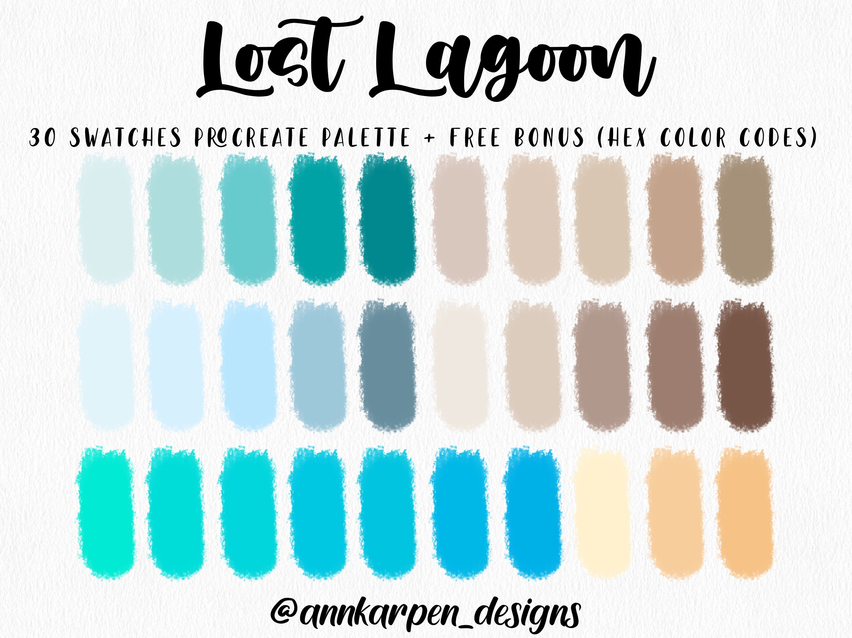Lost Lagoon Procreate Palette 30 HEX Color Codes Instant Etsy