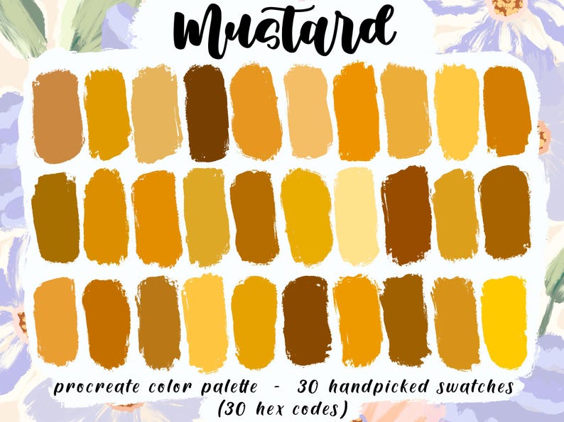 Mustard - Procreate Palette, 30 HEX Codes, Instant Download, iPad Pro ...