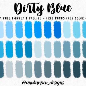 Dirty Blue Ombre Procreate Palette, 30 HEX Color Codes Palette, Instant Digital Download, iPad Pro Illustration Tools, Dark Color Swatches