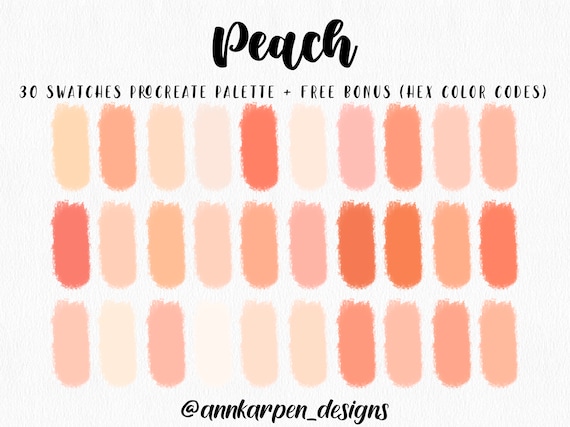 Peach Procreate Palette, 30 HEX Color Codes, Instant Digital Download, iPad  Pro Art Illustration, Nude Pastel Pink Color Swatches, Boho