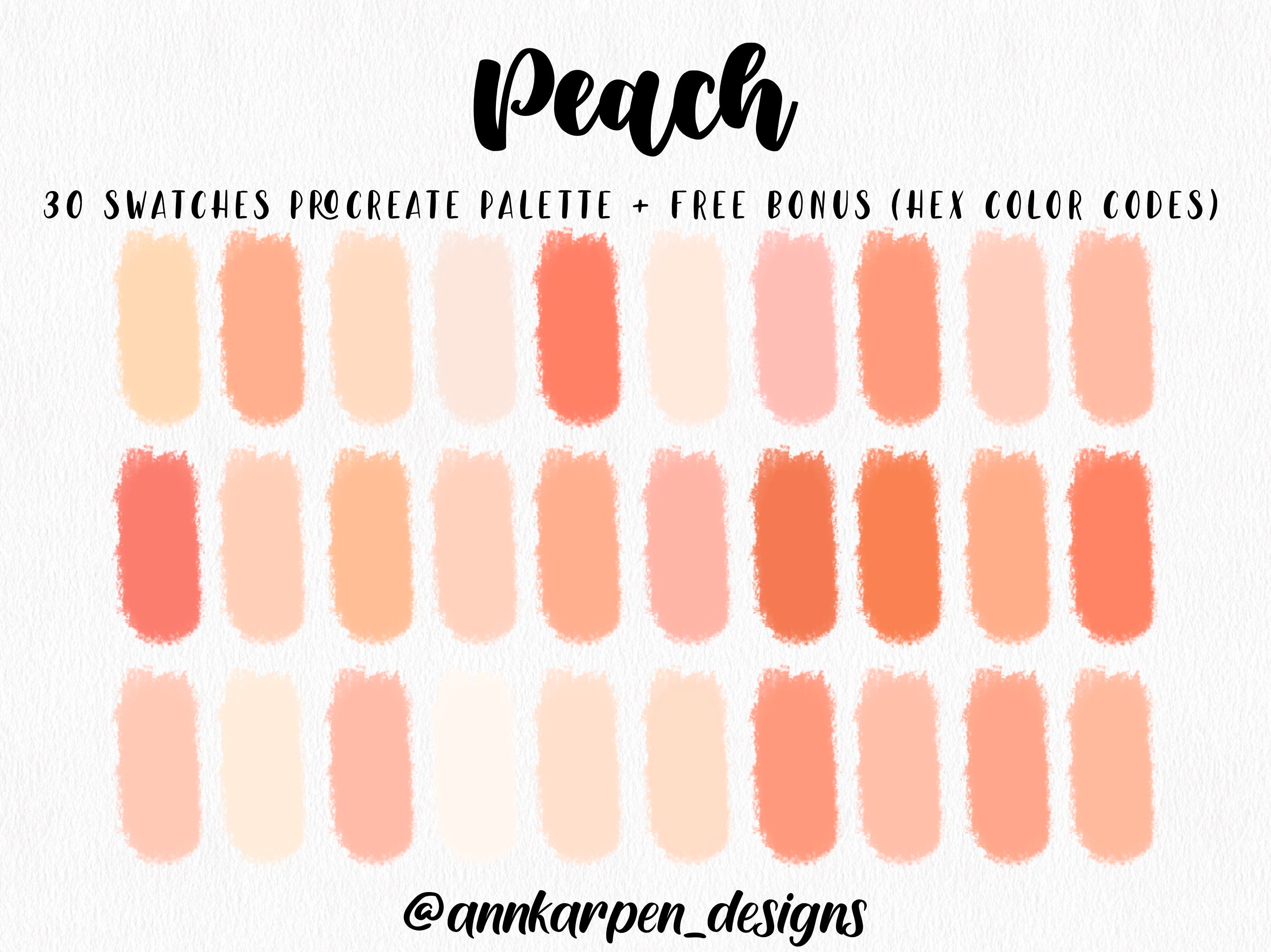Peach Procreate Palette, 30 HEX Color Codes, Instant Digital Download, iPad  Pro Art Illustration, Nude Pastel Pink Color Swatches, Boho