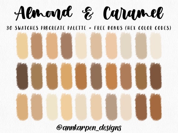Almond Caramel Procreate Palette 30 HEX Color Codes -  New Zealand