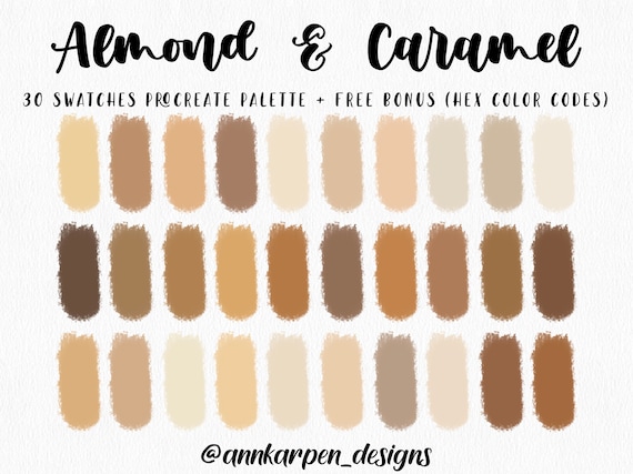 Almond Caramel Procreate Palette 30 HEX Color Codes -  New Zealand