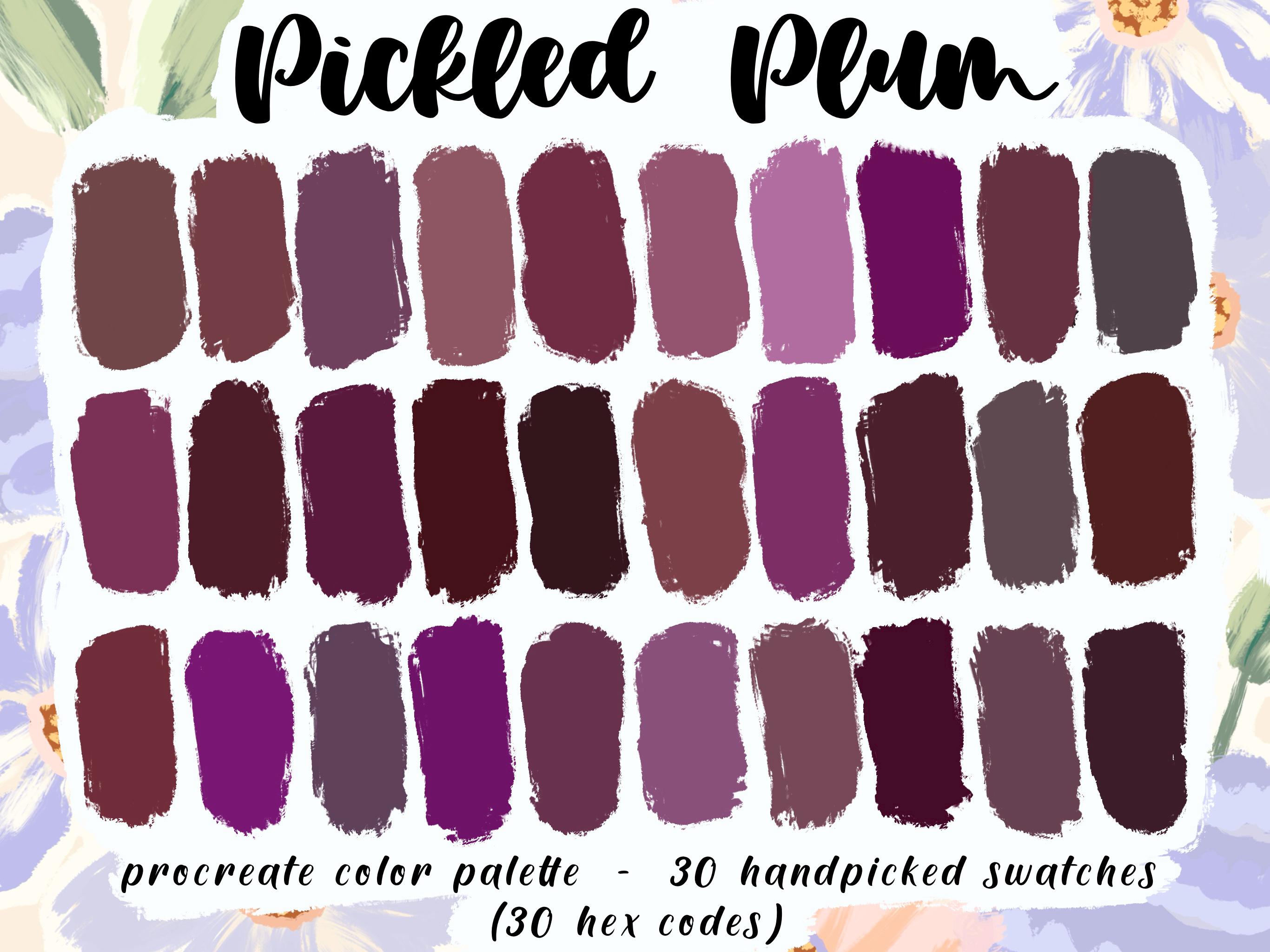 Pickled Plum - Procreate Palette, 30 HEX Codes, Food Illustration, Deep ...