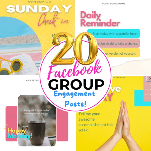 20 Fun Editable Facebook Group Engagement Posts | Facebook Group Templates | Facebook Engagement Facebook Games | Facebook Templates Posts