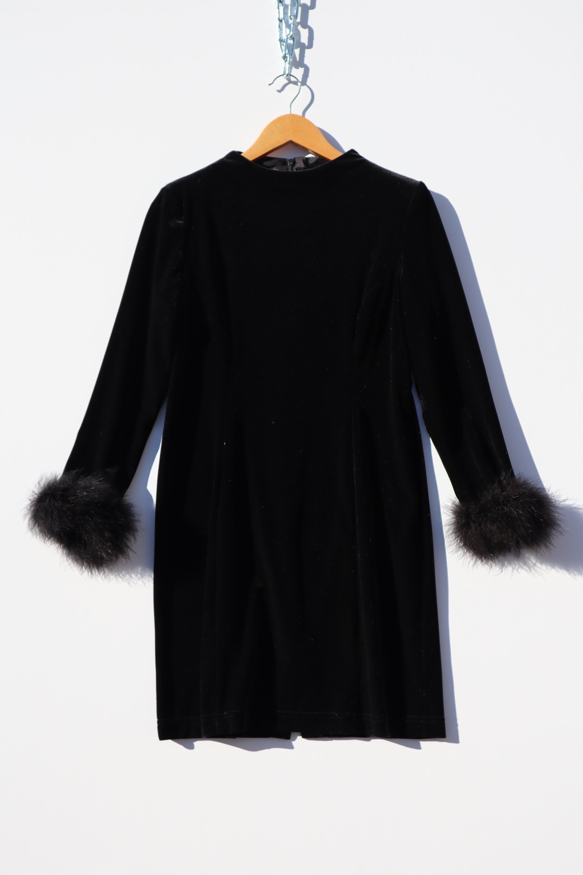 Vintage Fur Trim Black Dress - Etsy