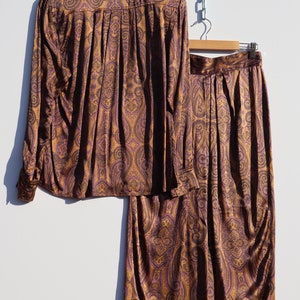 Vintage 1980&#39;s Baldanza Silk Paisley Two Piece Set