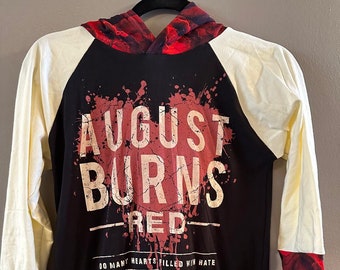 9-12yr August Burns Red Grow With Me Youth Hoodie Upcycled Band Merch Size Adjustable Heart Metalcore Heavy Metal Hardcore