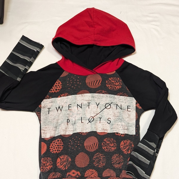 3-6 year Twenty One Pilots Grow With Me Kids Hoodie Upcycled Band Merch Size Adjustable Pop Punk Emo Alternative