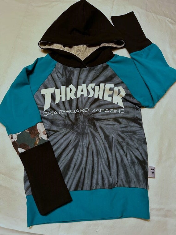 Thrasher 9 12 ans grandissez avec moi sweat a capuche pour enfants recycle taille marchande reglable tie dye crane planche a roulettes patineur enfant Etsy France