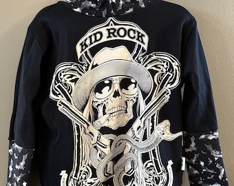 3-6yr Kid Rock Grow With Me Vest Upcycled Band Merchandise Maat Verstelbaar Vleermuizen Slangen Amerikaanse Badass Unisex Cardi Rap Rock Country