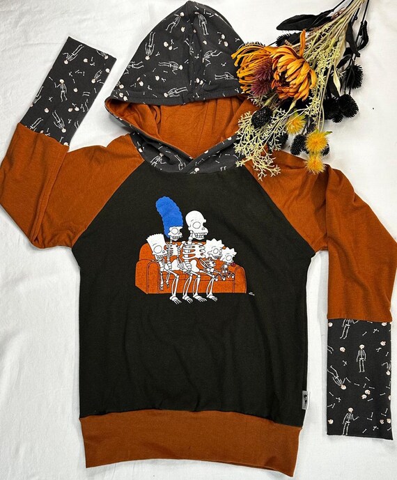 6-9 Yr Simpsons Halloween Grow With Me Kids Hoodie Upcycled