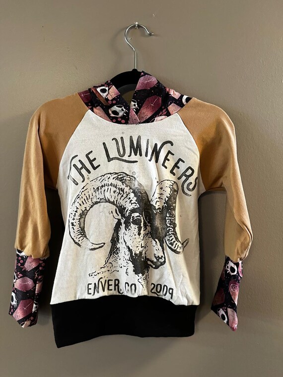 1 3yr the Lumineers Grow With Me Toddler Hoodie Upcycled Band Merch Size Adjustable Big Horns Cat Skull Coffin Print Alternative Indie Pop Etsy