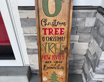 Double Sided Fall and Christmas Porch Sign: O' Christmas Tree