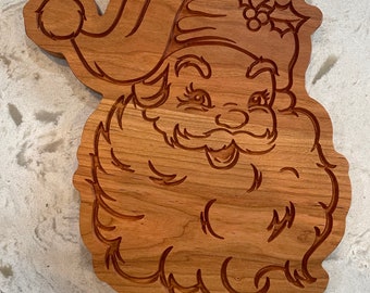 Vintage Santa Charcuterie Board: Handcrafted Hardwood Holiday Serving Tray