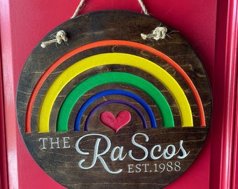 Rainbow Door Hanger / Rainbow Door Decor / Rainbow Wreath / Front Door Decor / LGBTQIA+ / Rainbow Love /