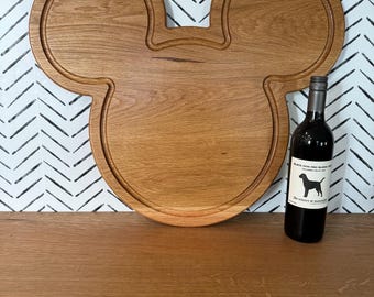 Mickey Charcuterie Board: White Oak or Walnut Serving Tray (23" x 20")