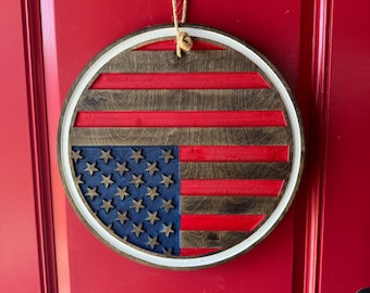 America / Distress / 4th of July / Anti Trump / FDT / Door wreath / Door round / porch decor / USA / Upside down flag /