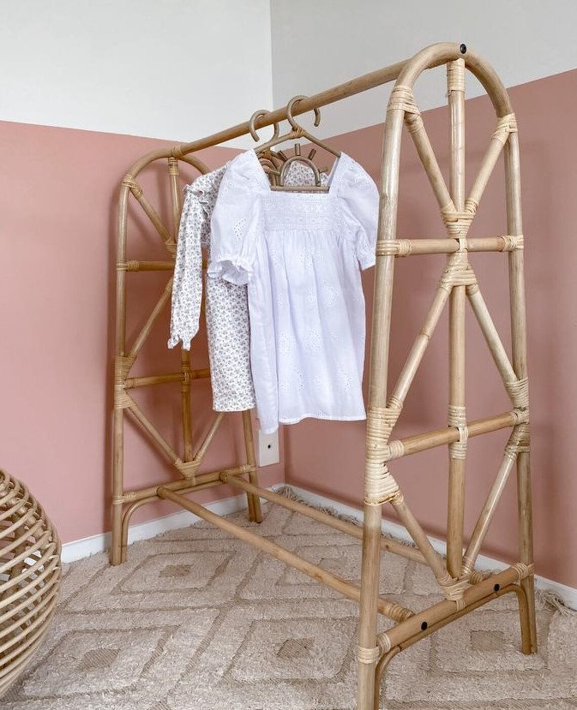 Rattan Clothing Rack Rattan Wardrobe Dress up Storage Etsy