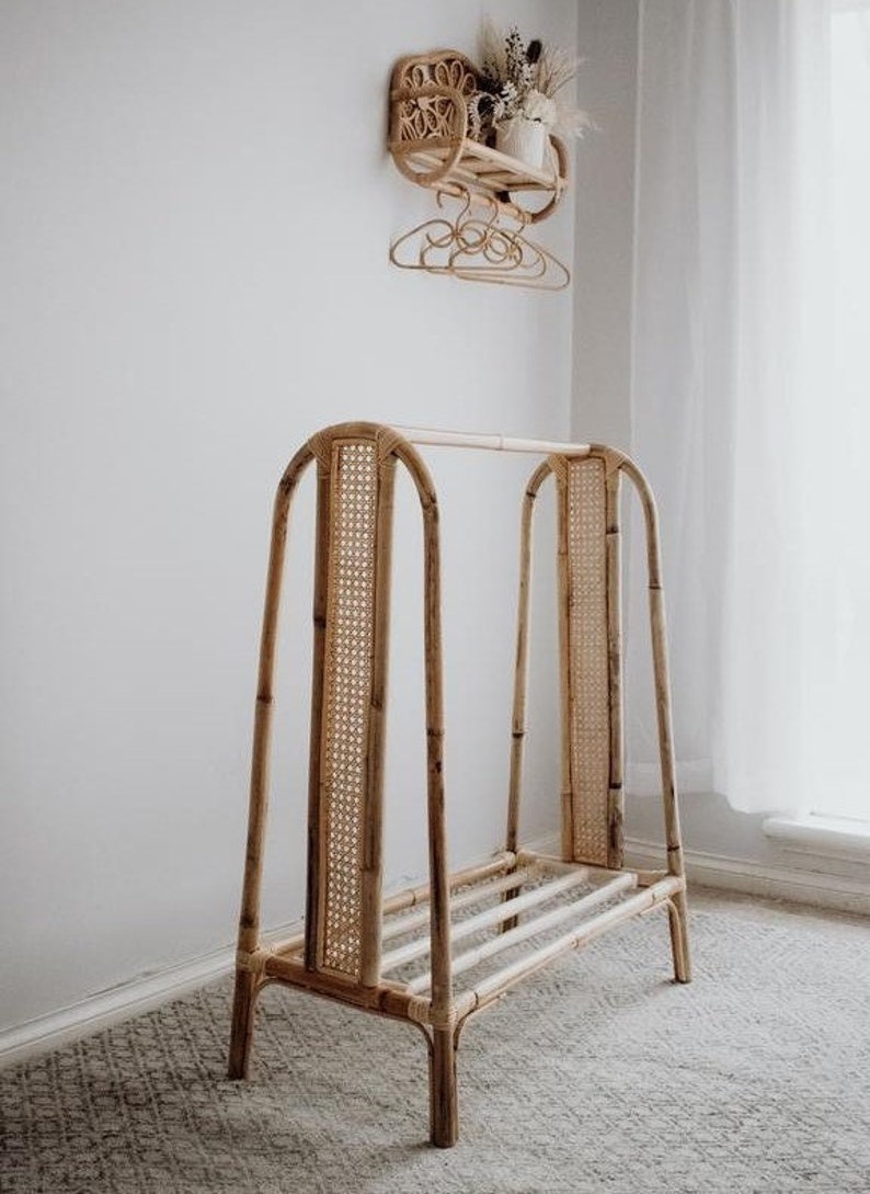 Rattan Clothing Rack Rattan Wardrobe Dress up Storage Etsy