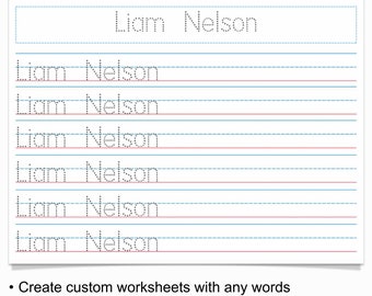 Custom Name Handwriting Practice Sheet, Editable Tracing Worksheet, Personalized Writing Skills Exercise Printable, Learn to Trace and Write