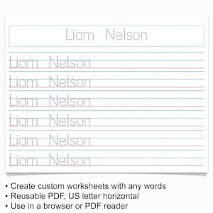 Custom Name Handwriting Practice Sheet, Editable Tracing Worksheet, Personalized Writing Skills Exercise Printable, Learn to Trace and Write