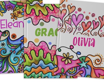 Personalized Journal with Name, Colorful Hardcover Notebook for Girls & Teens, Custom Gift for Writing, Drawing, School or Journaling.