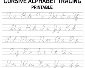 Cursive Alphabet Tracing Worksheet, Printable Beginner Cursive Practice, Letter Tracing for kids, Learn to Write Cursive, Handwriting Paper