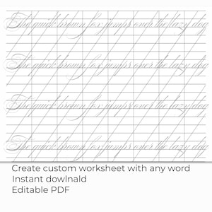 Hoja de práctica de escritura a mano con nombre en cursiva personalizada, hoja de trabajo de seguimiento editable, habilidades de escritura personalizadas para imprimir, aprenda la escritura spenceriana