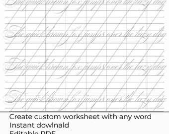 Custom Cursive Name Handwriting Practice Sheet, Editable Tracing Worksheet, Personalized Writing Skills Printable, Learn Spencerian Script