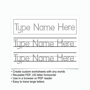 Hoja de práctica de escritura a mano con nombre personalizado, hoja de trabajo de trazado editable, ejercicio de habilidades de escritura personalizado imprimible, aprenda a trazar y escribir