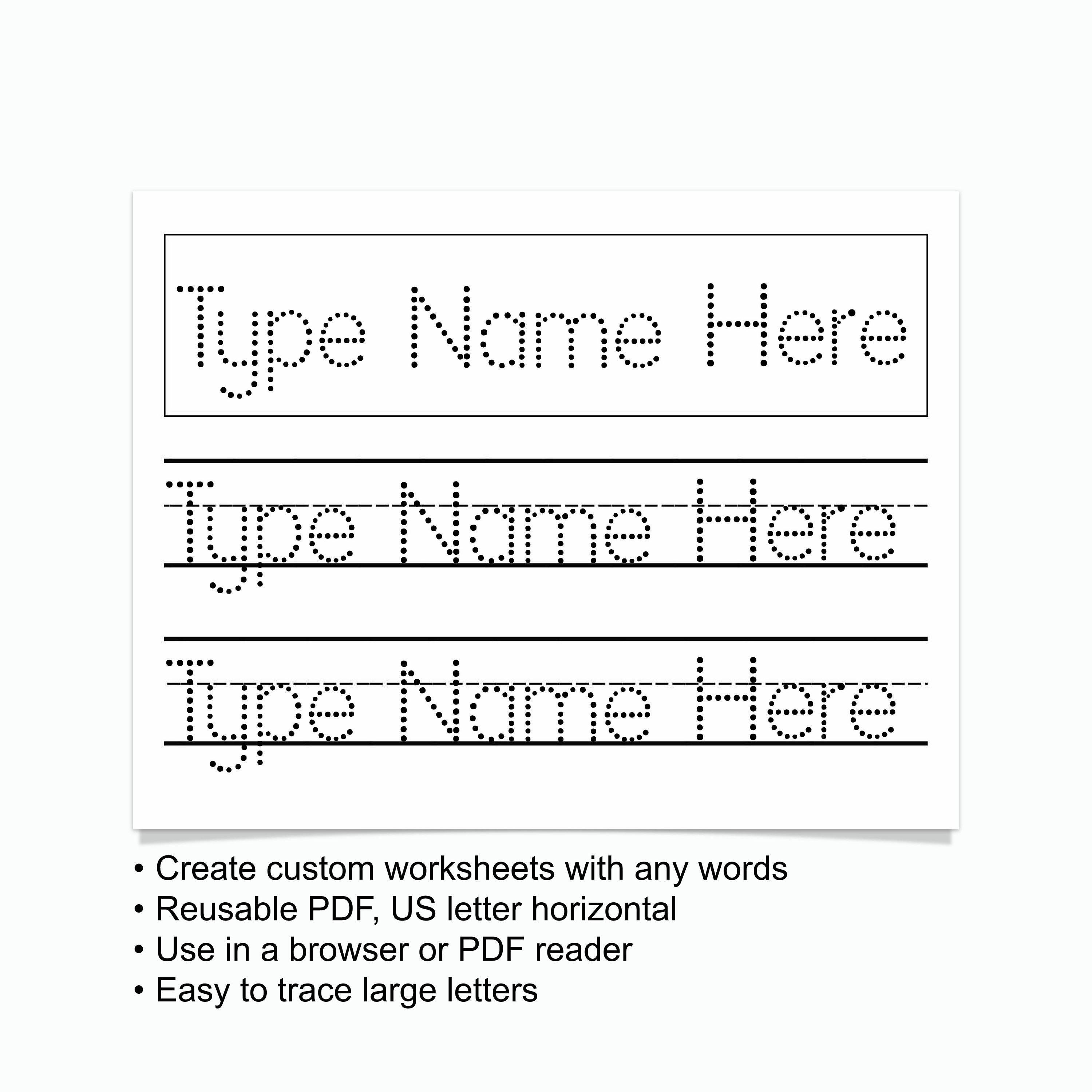 Custom Name Handwriting Practice Sheet, Editable Tracing Worksheet, Personalized Writing Skills