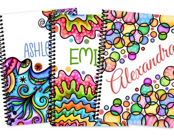 Personalized Sketchbook Journal Notebook Blank, Dotted, Lined Pages Customized Name Creative Doodle Sketchpad Girls Teens Size 8.5 X 11 inch
