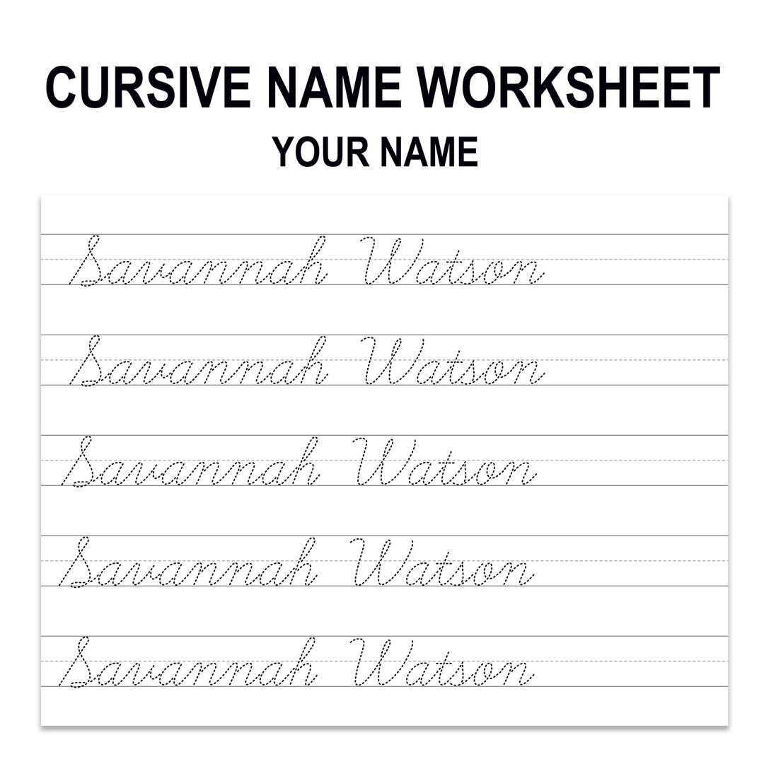 Personalized Cursive Name Tracing Worksheet, Custom Name Writing ...