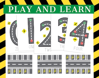 Spielen Sie Rennstrecke Spurenzahlen, lernen Sie zu schreiben Zählen 10 Rahmen Auto Aktivität für Kinder im Vorschulalter Kinder druckbares Lernen, Zahlen Praxis für Jungen