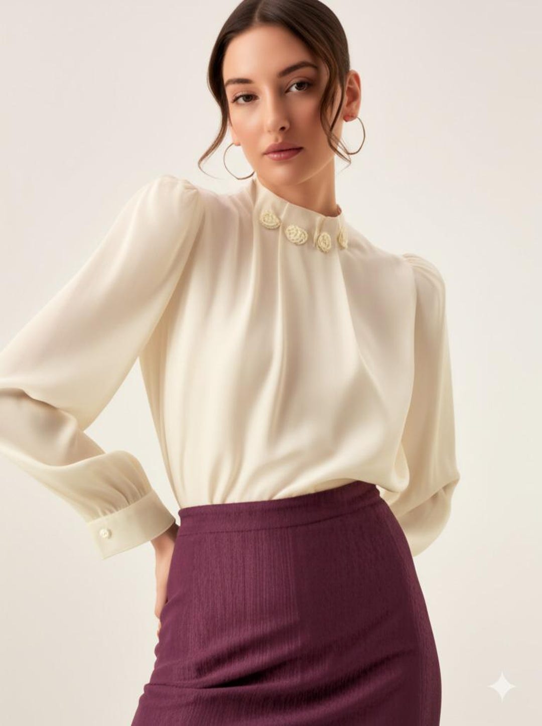 Falling Petals 3D Flower Blouse - Cream
