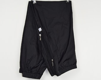 K-Way Black Nylon Track Pants Track Bottoms Side Zippers Water Resistant Windbreaker Pants  Retro Baggy Slush Unisex Pants Size Men&#39;s M