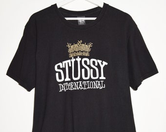 Vintage Stussy International T-shirt - 00s Crown Print, Men's M - Etsy