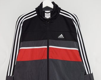Adidas Track Top Track Jacket Full Zip Sport Jacket Black Red - Etsy