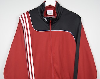 Adidas Tracksuit Top Track Jacket Full Zip Sport Jacket Red Black Three stripes Old school Sportswear Active Casual Training Streetwear