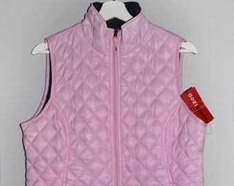 Vintage mit Tags Izod Full-Zip Gesteppte Gewebte Gilet Pink Leichte Puff Weste Lässige Sportbekleidung Wandern Track & Feld Outdoor Streetwear