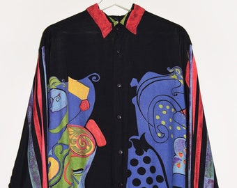 Vintage Button Up Abstract Shirt