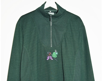 Sudadera vintage de los años 90 con cremallera de un cuarto y bordado