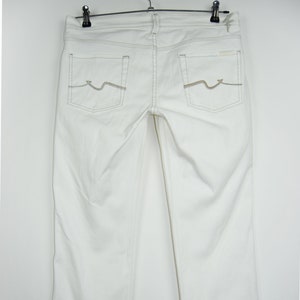 7 For All Mankind White Jeans - Designer Summer Pants, USA Made, High-Quality Casual Wear, Stylish & Comfortable Straight Jeans