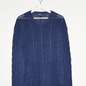 Vintage Ralph Lauren Sweater - Cable Knit Linen Pullover Jumper - Cozy & Stylish Retro Fashion