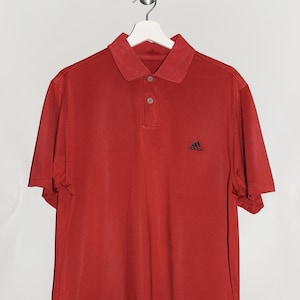 Adidas Polo Shirt T-shirt Dark Red Short Sleeve Shirt Streetwear Old School Three Stripes Tee Retro Casual Style Sportswear Streetwear