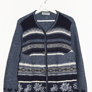 Vintage 90&#39;s Scheiber Knit Wool Cardigan, Made in Austria, Cozy Retro Style Sweater, Perfect Fall Winter Fashion