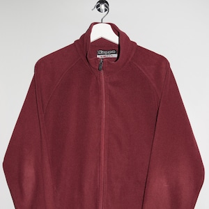 Vintage 90&#39;s Kappa Fleece Full-Zip Top in Burgundy Comfy Old school Sweatshirt Jumper Retro Outerwear Sportswear Streetwear Men&#39;s S